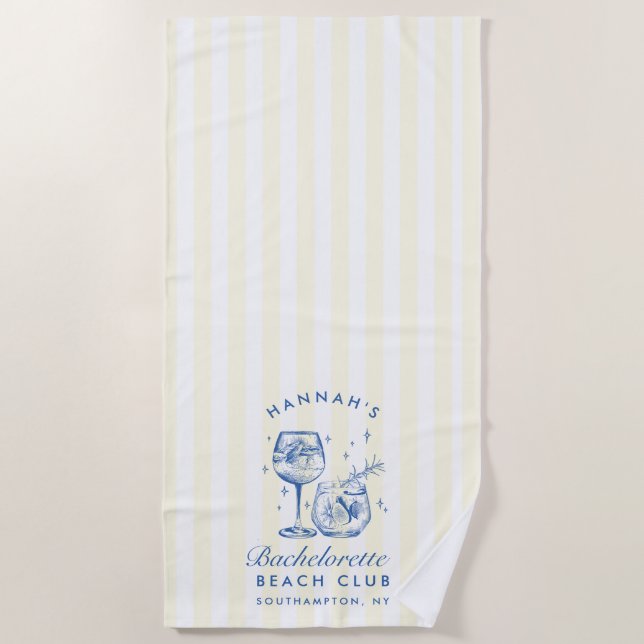 Toalha De Praia Bachelorette Blue & Yellow Modern Beach Towel (Frente)