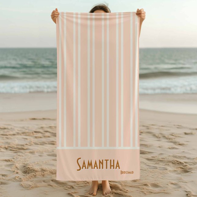Toalha De Praia Bachelorette de Flores Laranja-Claras com Faixa-La (City Chic Beach Towel)