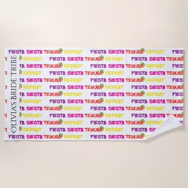 Toalha De Praia Bachelorette Fiesta Siesta Tequila Repeat (Frente)