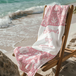 Toalha De Praia Bachelorette Floral Rosa William Morris Pattern