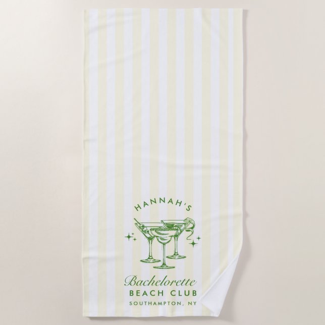 Toalha De Praia Bachelorette Green & Yellow Modern Beach Towel (Frente)