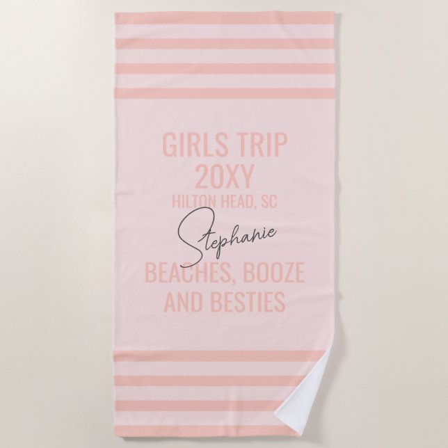 Toalha De Praia Bachelorette Peach Pink Pastel Trip (Frente)