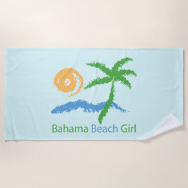 Toalha De Praia Bahama Beach Girl Palm Tree Sun Beach Towel