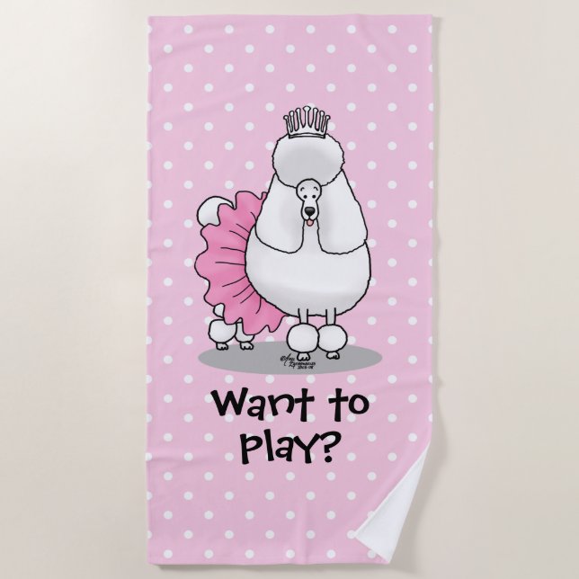 Toalha De Praia Balé Engraçado Ballerina Princess Poodle Dog (bran (Frente)