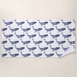 Toalha De Praia Baleia Azul de Aquarela