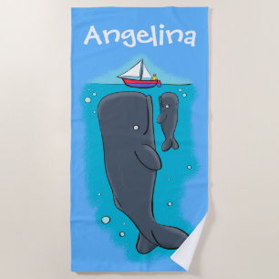 Toalha De Praia Baleias bonitas e bonitas com desenho animado de b