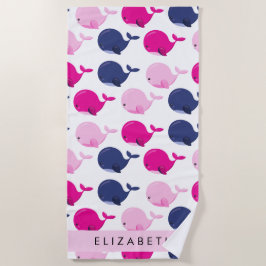 Toalha De Praia Baleias Cutas, Padrão De Baleias, Seu Nome