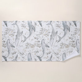 Toalha De Praia Baleias de Cinza Oceânica