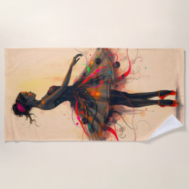 Toalha De Praia Ballerina Tanzt in Farbexplosion