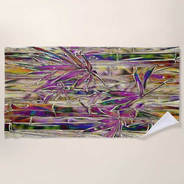 Toalha De Praia Bamboo Tree Digital Painting Original Beach Towel (Frente)