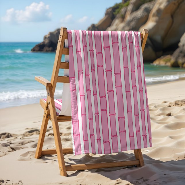 Toalha De Praia Bambooey Faixa de Bambu em Rosa (Criador carregado)
