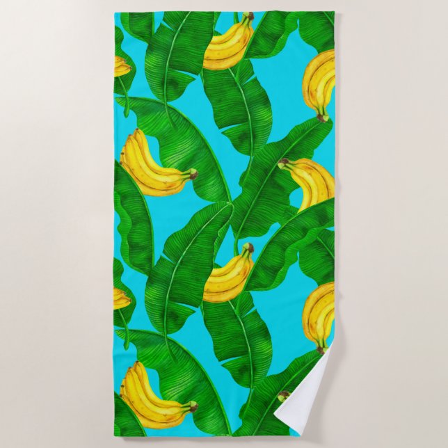 Toalha De Praia Bananas e folhas design (Frente)