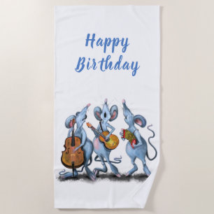 Toalha De Praia Banda Musical de Rato Birthday Beach Towel