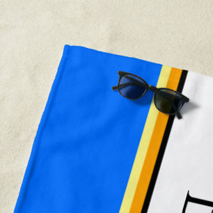 Toalha De Praia Bandas brancas azuis-brancas-coloridas, azul-branc