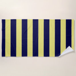 Toalha De Praia Bandas em azul-Marinho e amarelo