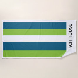 Toalha De Praia Bandas Verticais Verticais Azul-Brancas Personaliz