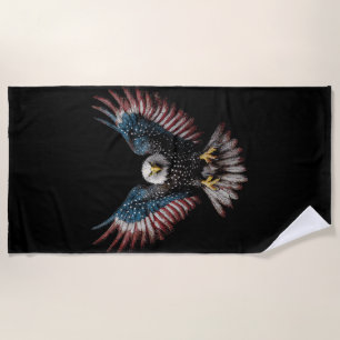Toalha De Praia Bandeira Americana Águia Careca 4 de Julho EUA Pat