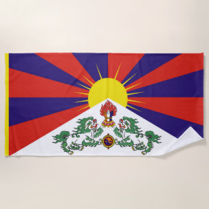 Toalha De Praia Bandeira da bandeira do leão de Tibet ou de neve