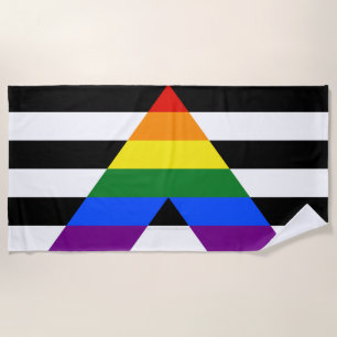 Toalha De Praia Bandeira de aliado straight da SlipperyJoe's lisa