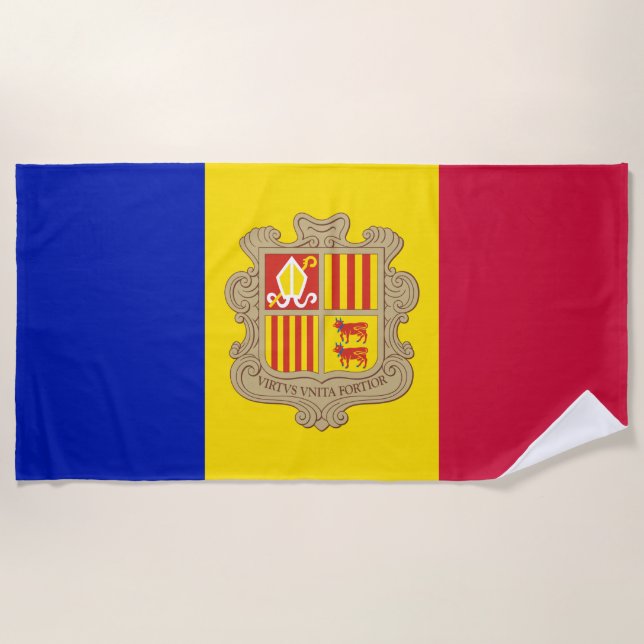 Toalha De Praia Bandeira de Andorra (Frente)