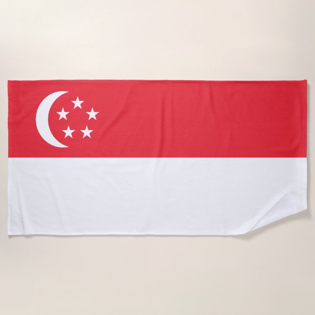 Toalha De Praia Bandeira de Singapura (Frente)