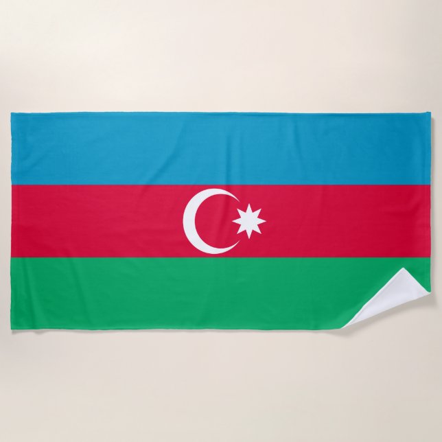Toalha De Praia Bandeira do Azerbaijão Patriótico (Frente)