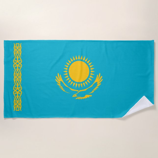 Toalha De Praia Bandeira do Cazaquistão (Frente)