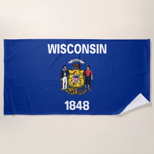 Toalha De Praia Bandeira do Estado de Wisconsin (Frente)