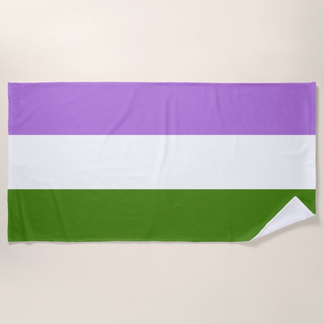 Toalha De Praia Bandeira do Orgulho do Genderqueer Beach Towel (Frente)