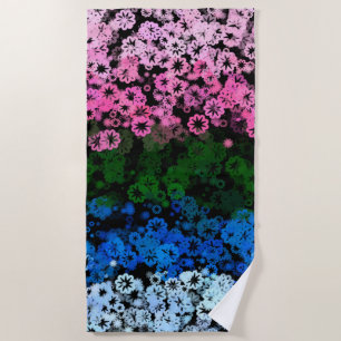 Toalha De Praia Bandeira do Orgulho Omniromântico Floral Fofo Retr