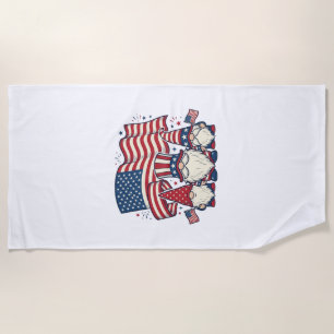 Toalha De Praia Bandeira Gnome Patriota Design de Gravação Vintage