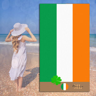 Toalha De Praia Bandeira irlandesa e irlandesa monograma/toalha de