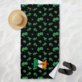 Toalha De Praia Bandeira Irlandesa Trevos Personalizados