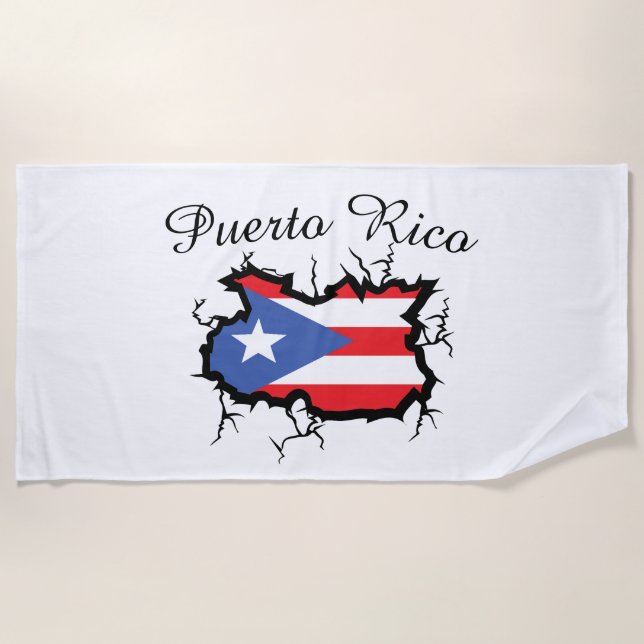 Toalha De Praia Bandeira Nacional Mínima do Mapa de Porto Rico (Frente)
