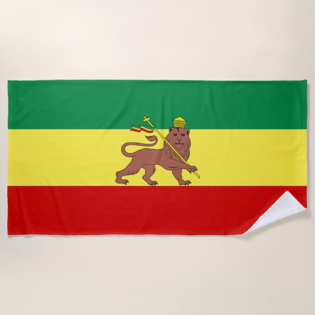 Toalha De Praia Bandeira Rastafariana (Rastafarianismo) (rasta) (Frente)