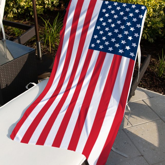 Toalha De Praia Bandeira Vermelha e Azul Americana (Criador carregado)