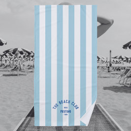 Toalha De Praia Banho de Praia Blue Crest Pale Blue Cabana Stripe