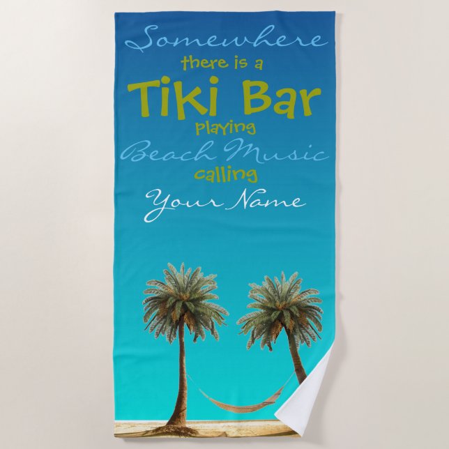Toalha De Praia Bar Tiki Personalizado Plush Extra Grande (Frente)
