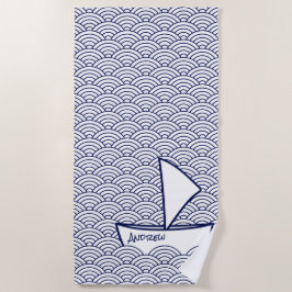 Toalha De Praia Barco na Waves Beach Towel