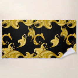 Toalha De Praia Baroque leaf,abstract,vintage flowers art