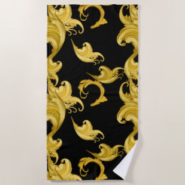 Toalha De Praia Baroque leaf,abstract,vintage flowers art