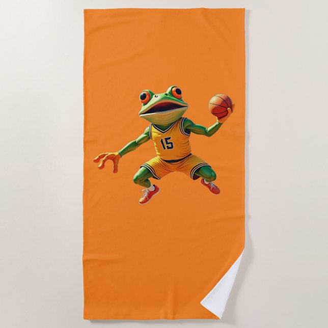 Toalha De Praia Basketball Frog orange beach towel (Frente)