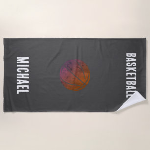 Toalha De Praia Basquete Personalizado Preto e Branco