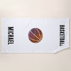 Toalha De Praia Basquete Personalizado Preto e Branco