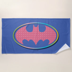 Toalha De Praia Batman Logotipo de Bolinhas rosa