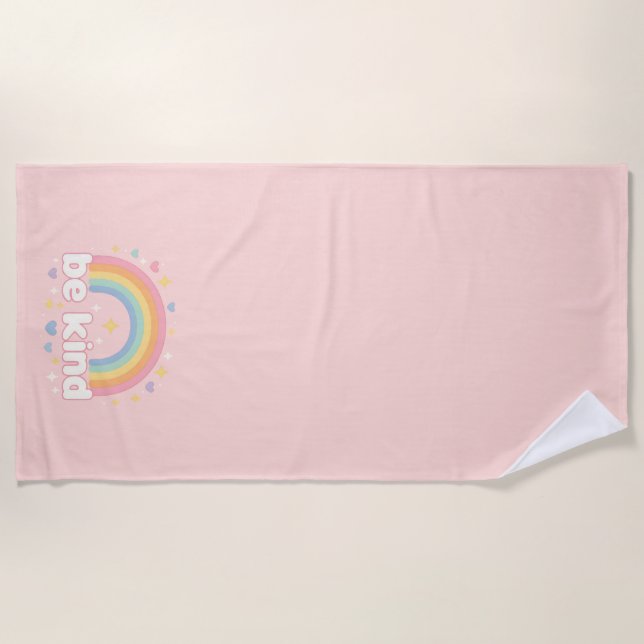 Toalha De Praia Be Kind – Rainbow Pastel Positivity (Frente)
