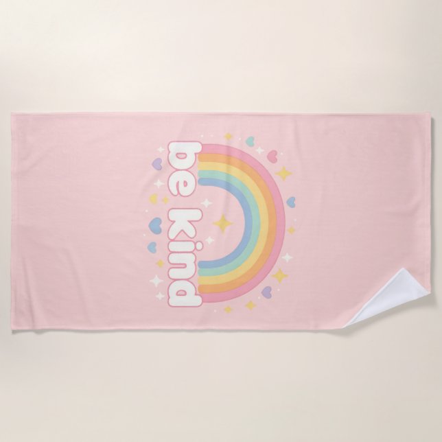 Toalha De Praia Be Kind – Rainbow Pastel Positivity (Frente)