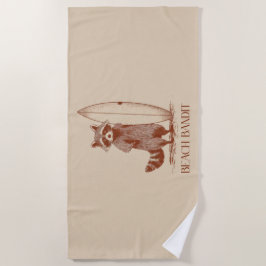 Toalha De Praia Beach Bandit Raccoon Surfer – Funny Vintage