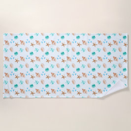 Toalha De Praia Beach Coastal Seashells Tropical Ocean