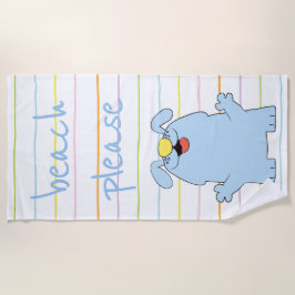 Toalha De Praia Beach Dog Blue "Beach Please"